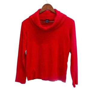 Rafaella Red Cable Knit Sweater Women's Size‎ Medium Turtleneck / #1186